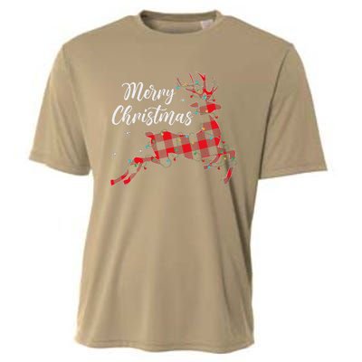 Plaid Buffalo Deer Christmas Pajamas Family Xmas Lights Cooling Performance Crew T-Shirt