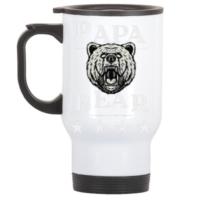 Papa Bear Distressed Stainless Steel Travel Mug