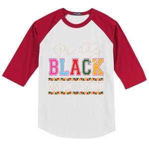 Pretty Black Educated African American History Month Women Kids Colorblock Raglan Jersey