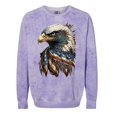 Patriotic Bald Eagle 4th Of July Men USA American Flag Colorblast Crewneck Sweatshirt