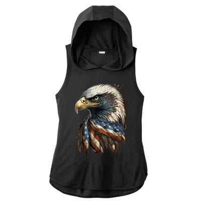 Patriotic Bald Eagle 4th Of July Men USA American Flag Ladies PosiCharge Tri-Blend Wicking Draft Hoodie Tank