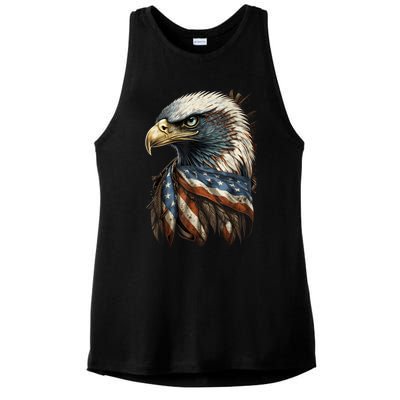 Patriotic Bald Eagle 4th Of July Men USA American Flag Ladies PosiCharge Tri-Blend Wicking Tank