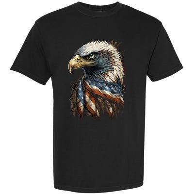 Patriotic Bald Eagle 4th Of July Men USA American Flag Garment-Dyed Heavyweight T-Shirt