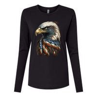 Patriotic Bald Eagle 4th Of July Men USA American Flag Womens Cotton Relaxed Long Sleeve T-Shirt