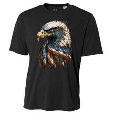 Patriotic Bald Eagle 4th Of July Men USA American Flag Cooling Performance Crew T-Shirt