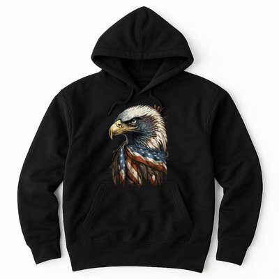 Patriotic Bald Eagle 4th Of July Men USA American Flag Hoodie