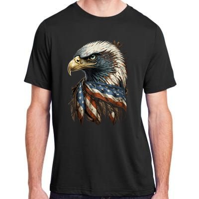 Patriotic Bald Eagle 4th Of July Men USA American Flag Adult ChromaSoft Performance T-Shirt