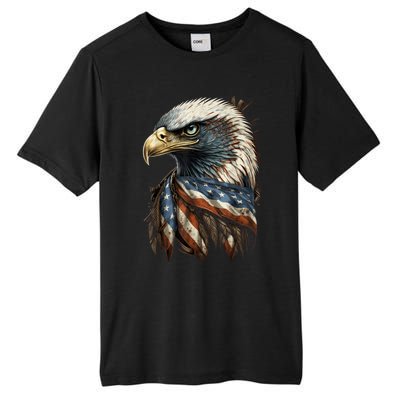 Patriotic Bald Eagle 4th Of July Men USA American Flag Tall Fusion ChromaSoft Performance T-Shirt