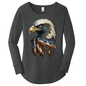 Patriotic Bald Eagle 4th Of July Men USA American Flag Women's Perfect Tri Tunic Long Sleeve Shirt