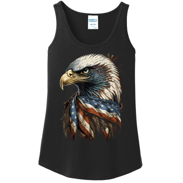 Patriotic Bald Eagle 4th Of July Men USA American Flag Ladies Essential Tank