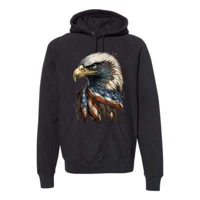 Patriotic Bald Eagle 4th Of July Men USA American Flag Premium Hoodie