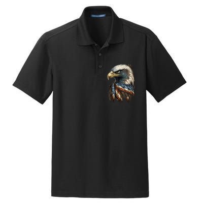 Patriotic Bald Eagle 4th Of July Men USA American Flag Dry Zone Grid Polo