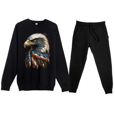 Patriotic Bald Eagle 4th Of July Men USA American Flag Premium Crewneck Sweatsuit Set