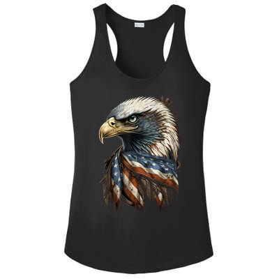 Patriotic Bald Eagle 4th Of July Men USA American Flag Ladies PosiCharge Competitor Racerback Tank