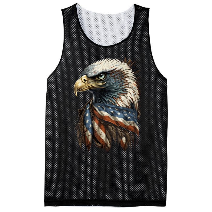 Patriotic Bald Eagle 4th Of July Men USA American Flag Mesh Reversible Basketball Jersey Tank