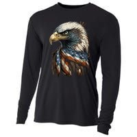 Patriotic Bald Eagle 4th Of July Men USA American Flag Cooling Performance Long Sleeve Crew