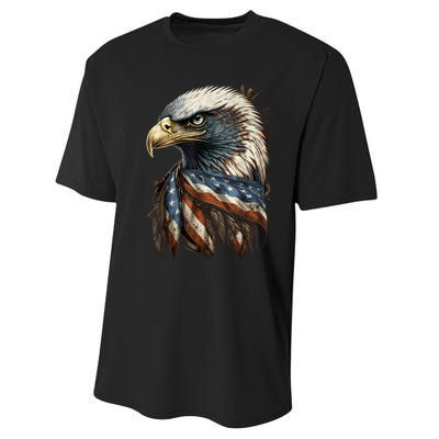 Patriotic Bald Eagle 4th Of July Men USA American Flag Performance Sprint T-Shirt