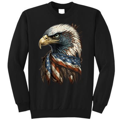 Patriotic Bald Eagle 4th Of July Men USA American Flag Tall Sweatshirt