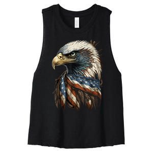 Patriotic Bald Eagle 4th Of July Men USA American Flag Women's Racerback Cropped Tank