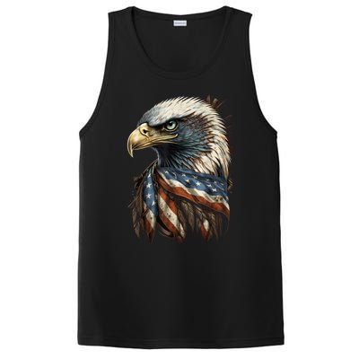 Patriotic Bald Eagle 4th Of July Men USA American Flag PosiCharge Competitor Tank