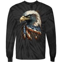 Patriotic Bald Eagle 4th Of July Men USA American Flag Tie-Dye Long Sleeve Shirt