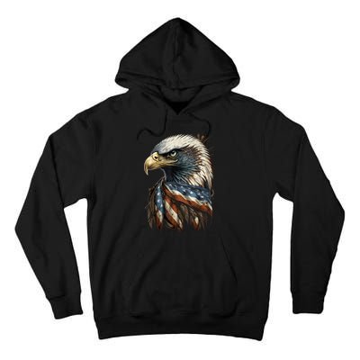 Patriotic Bald Eagle 4th Of July Men USA American Flag Tall Hoodie