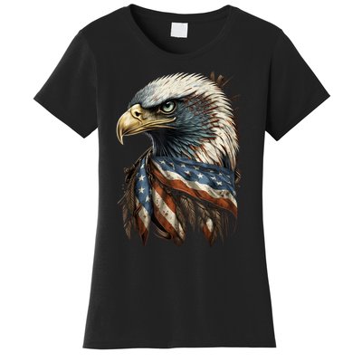 Patriotic Bald Eagle 4th Of July Men USA American Flag Women's T-Shirt