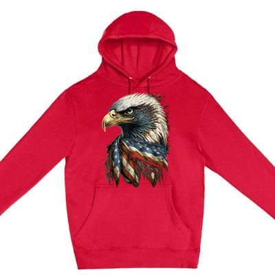 Patriotic Bald Eagle 4th Of July Men USA American Flag Premium Pullover Hoodie