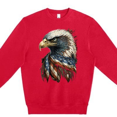 Patriotic Bald Eagle 4th Of July Men USA American Flag Premium Crewneck Sweatshirt