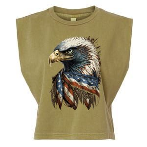 Patriotic Bald Eagle 4th Of July Men USA American Flag Garment-Dyed Women's Muscle Tee