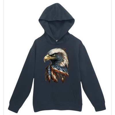 Patriotic Bald Eagle 4th Of July Men USA American Flag Urban Pullover Hoodie