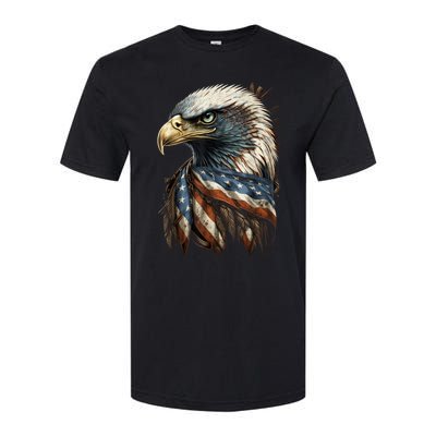 Patriotic Bald Eagle 4th Of July Men USA American Flag Softstyle CVC T-Shirt