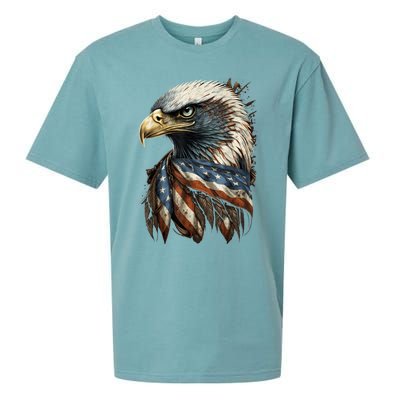 Patriotic Bald Eagle 4th Of July Men USA American Flag Sueded Cloud Jersey T-Shirt