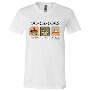 Potatoes Boil Em Stick Em In A Stew V-Neck T-Shirt