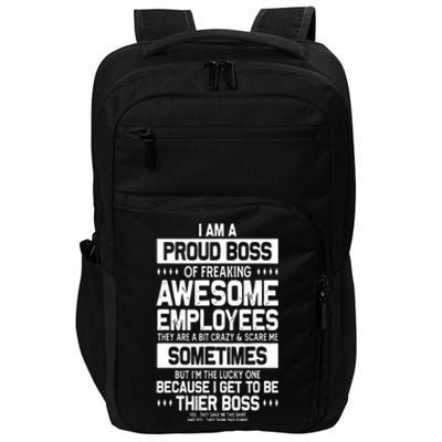 Proud Boss Employee Appreciation Office Funny Boss Impact Tech Backpack