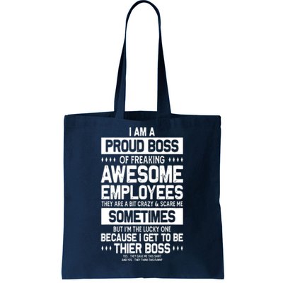 Proud Boss Employee Appreciation Office Funny Boss Tote Bag