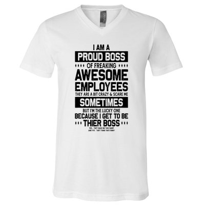 Proud Boss Employee Appreciation Office Funny Boss V-Neck T-Shirt