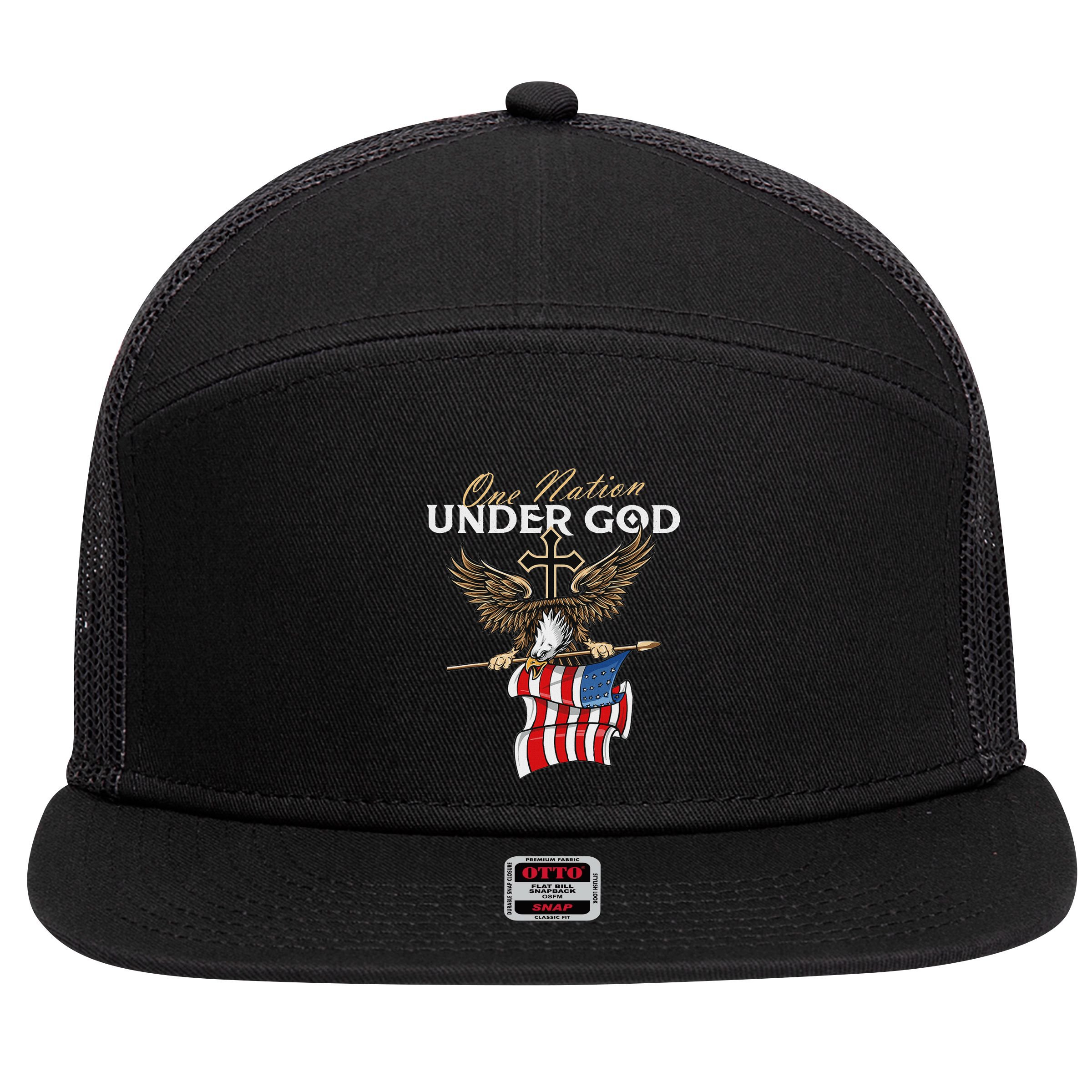 Patriotic Bald Eagle Usa American Flag 7 Panel Mesh Trucker Snapback Hat