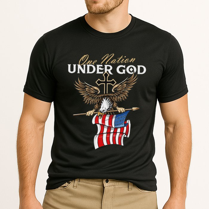 Patriotic Bald Eagle Usa American Flag Cooling Performance Crew T-Shirt