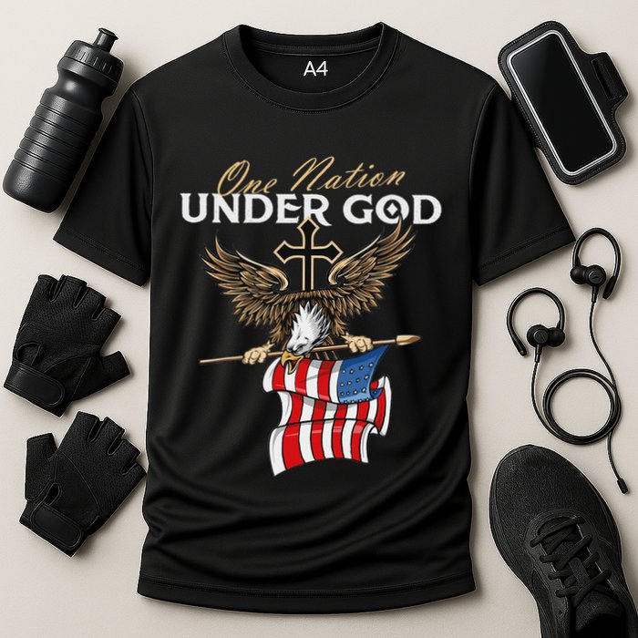 Patriotic Bald Eagle Usa American Flag Cooling Performance Crew T-Shirt