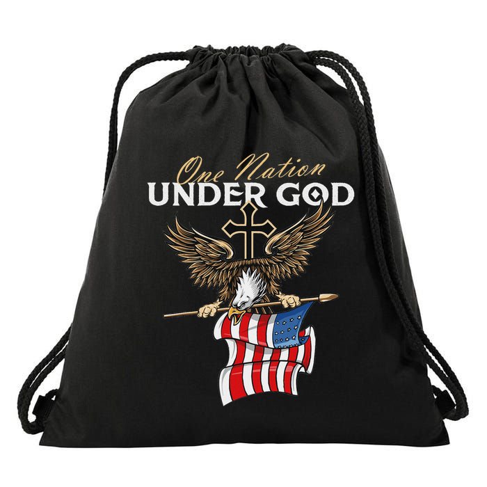 Patriotic Bald Eagle Usa American Flag Drawstring Bag