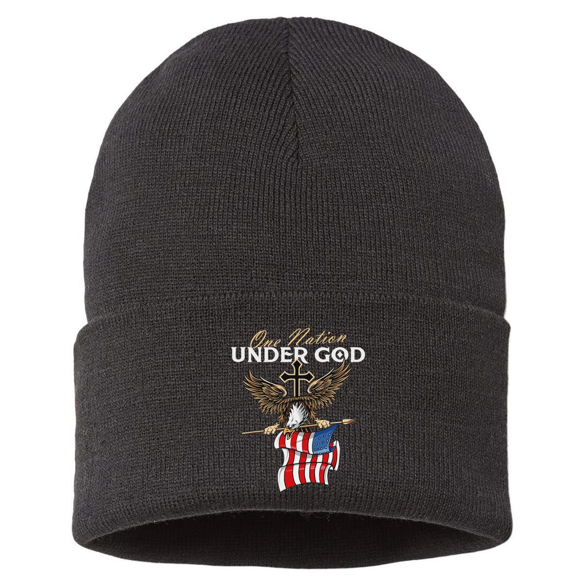 Patriotic Bald Eagle Usa American Flag Sustainable Knit Beanie