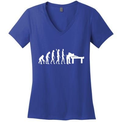 Pool Billiard Evolution Snooker Player Table 8 Ball Cues Gift Women's V-Neck T-Shirt