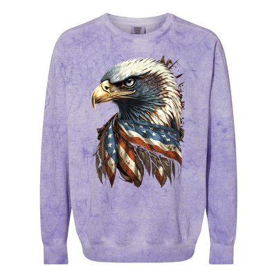 Patriotic Bald Eagle 4th Of July Usa American Flag Colorblast Crewneck Sweatshirt