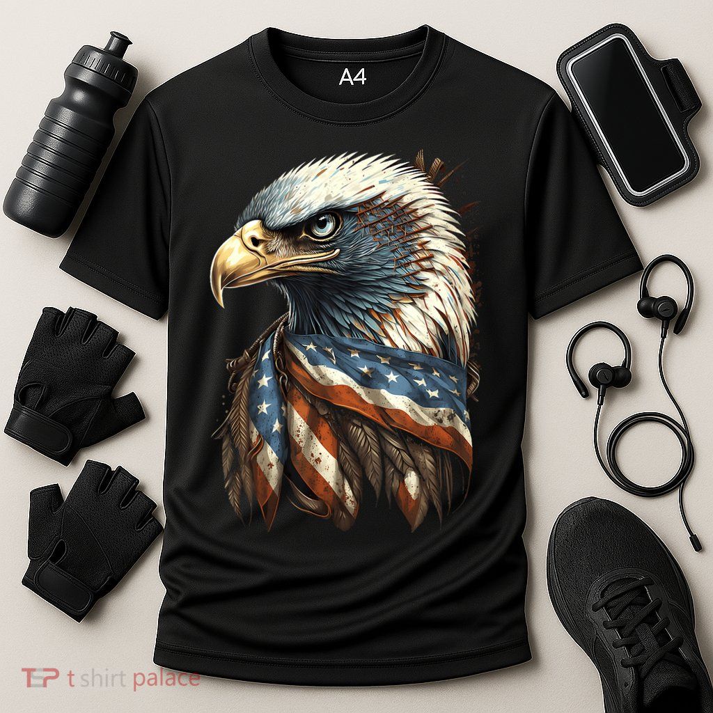 Patriotic Bald Eagle 4th Of July Usa American Flag Performance Shirt