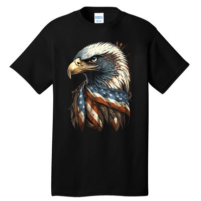 Patriotic Bald Eagle 4th Of July Usa American Flag Tall T-Shirt