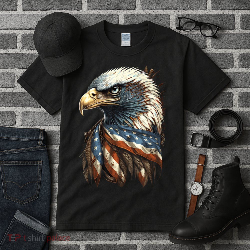 Patriotic Bald Eagle 4th Of July Usa American Flag Tall T-Shirt