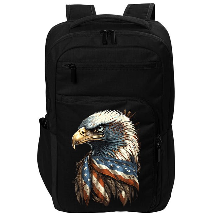 Patriotic Bald Eagle 4th Of July Usa American Flag Impact Tech Backpack