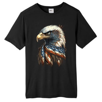 Patriotic Bald Eagle 4th Of July Usa American Flag Tall Fusion ChromaSoft Performance T-Shirt