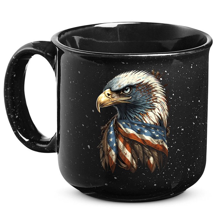 Patriotic Bald Eagle 4th Of July Usa American Flag 15oz Campfire Ceramic Mug